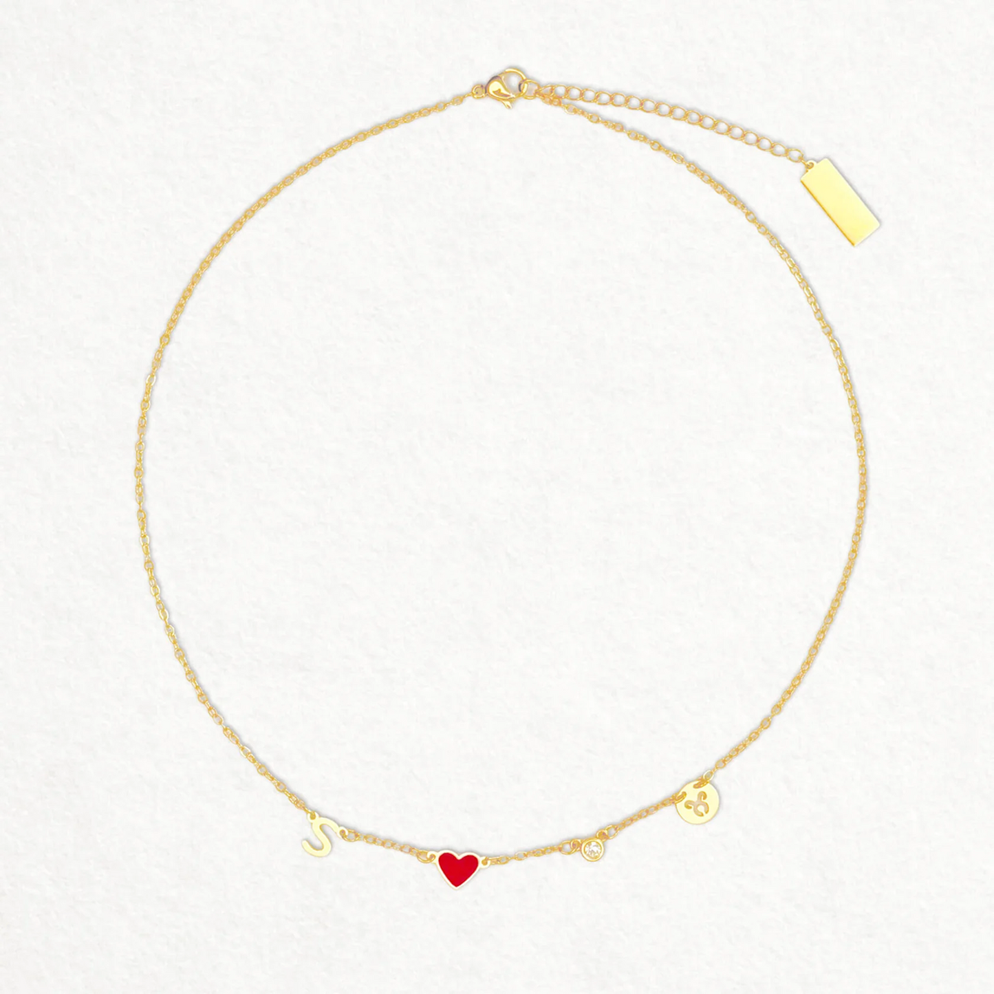 Collar Inicial con Corazón, Piedra y Zodiaco
